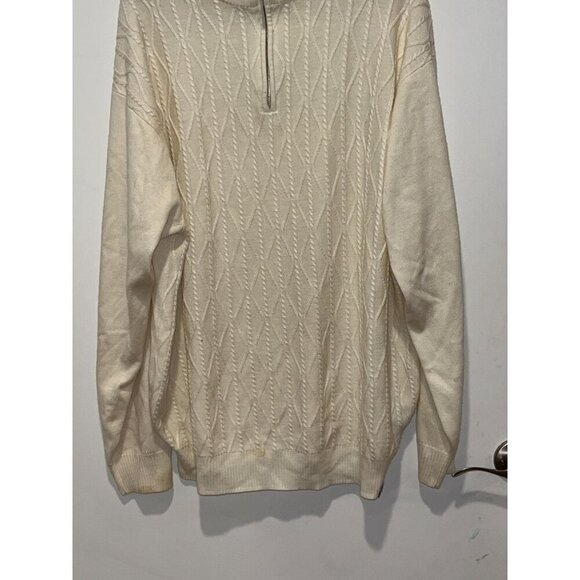 Stacy Adams Ivory Cable Zip-up Sweater Men's Size XXL Classy - Picture 5 of 9